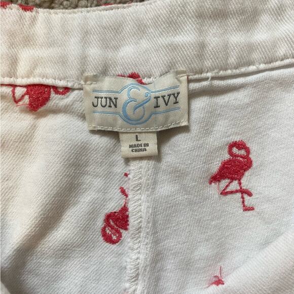 Francescas Shorts Womens Large Pink & White 100% Cotton Preppy Coastal Beach - Picture 4 of 11